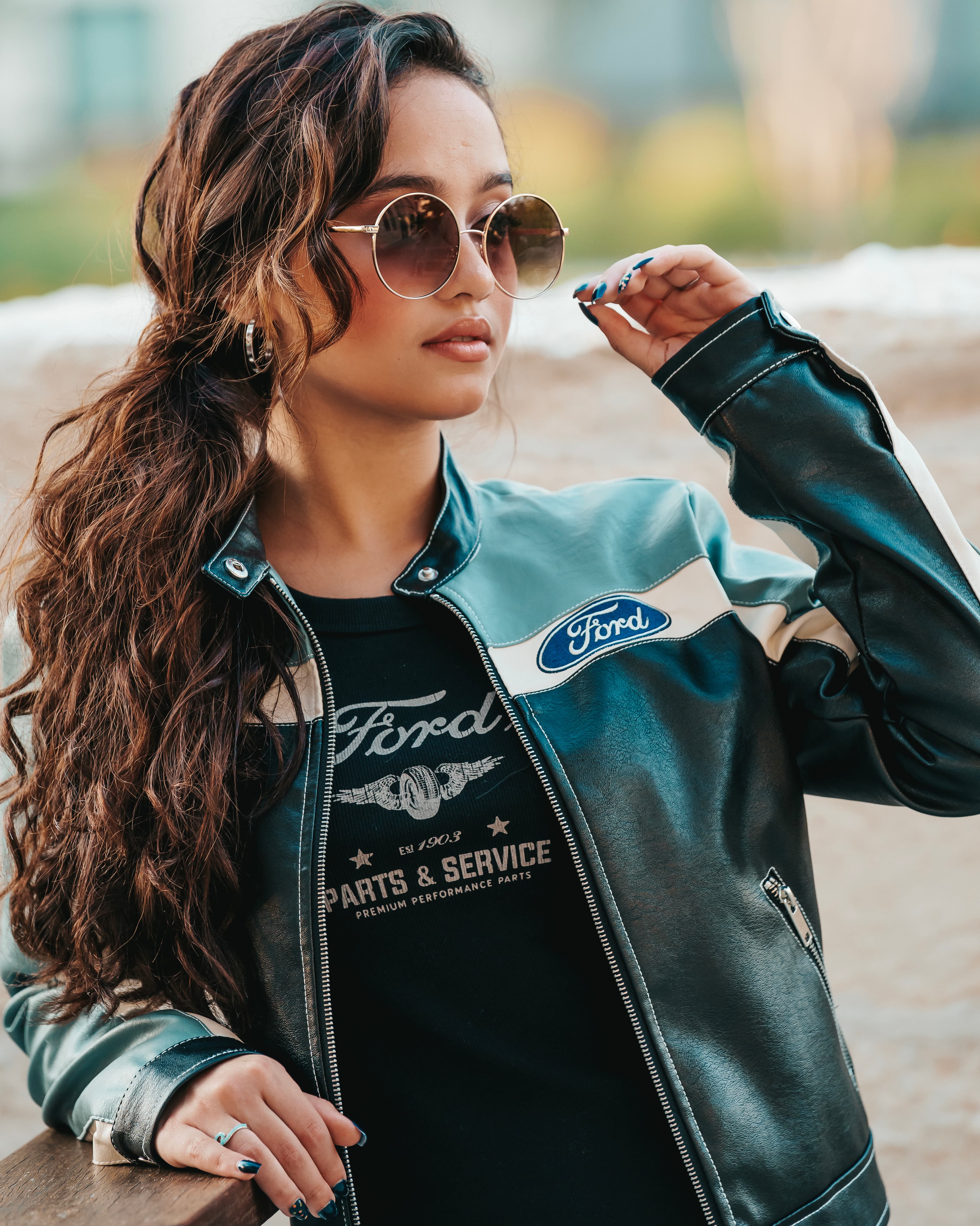 Fashion portrait in leather jacket